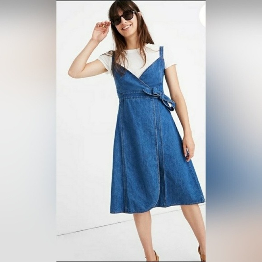 Madewell Blue Denim Wrap Midi Dress